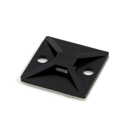 Cable Tie Mounting Base Black 4-Way-Adhesive